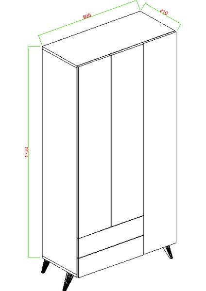 Mavera 3 Kapaklı 2 Çekmeceli Gardrop, Atlantik Çam, 90 cm fırsatları