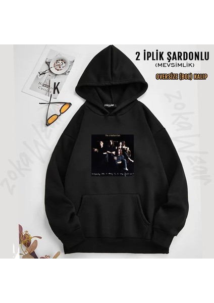 Unisex The Cranberries 2 Baskılı Kapşonlu Sweatshirt (2 Iplik)