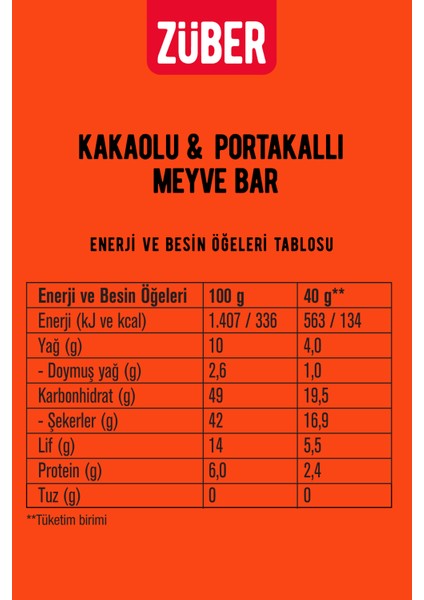 Yer Fıstıklı ve Portakallı Meyve Bar Paketi (40 G X12 Adet) modelleri