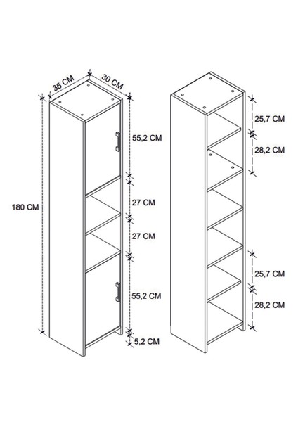 2 Kapaklı 6 Bölmeli Çok Amaçlı Dolap Alya Çok Amaçlı Mutfak Dolabı Banyo Dolabı Beyaz modelleri