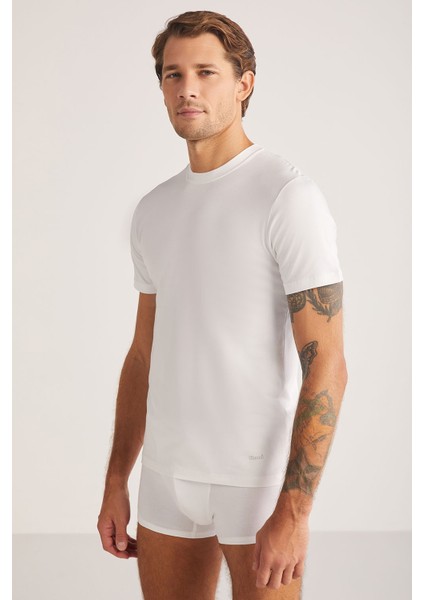 James Bisiklet Yaka Pamuklu 2'li Erkek Tshirt