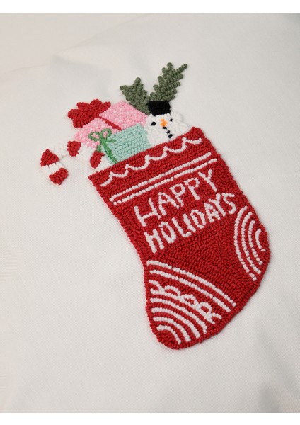 Cup Tree - Yılbaşı Serisi Kırmızı Çorap Figürlü Yeni Yıl Punch Kırlent Yastık Kılıfı fırsatları