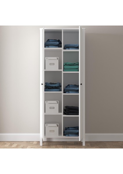 Venezia 2 Kapaklı Ahşap Ayaklı Çok Amaçlı Mutfak, Erzak Dolabı, Banyo Havlu Dolabı - Minifiks - Wood Beyaz fırsatları