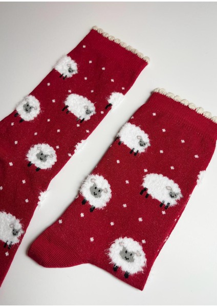 Pamuklu Koyun Desenli Kadın Çorabı fiyatları