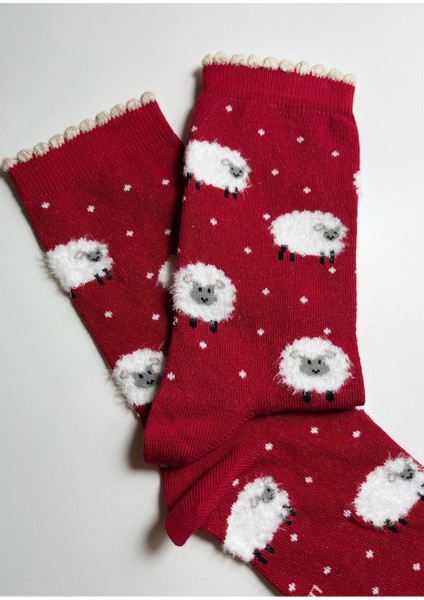 Pamuklu Koyun Desenli Kadın Çorabı modelleri