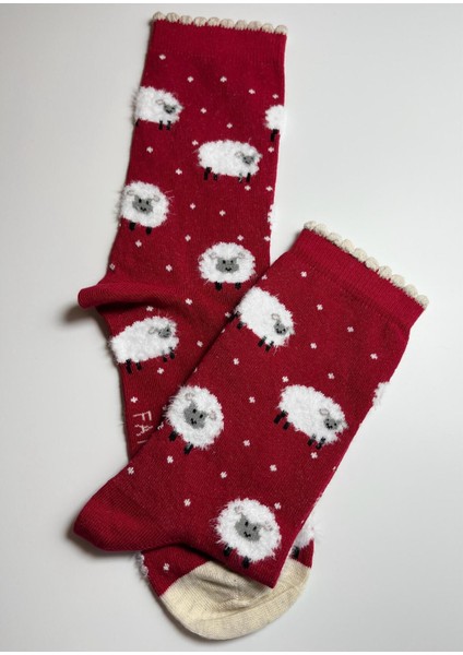 Pamuklu Koyun Desenli Kadın Çorabı fırsatları