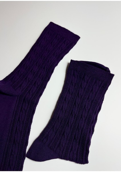 Pamuklu Kabartmalı Örgü Desenli Kadın Çorabı fiyatları