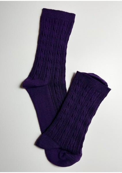 Pamuklu Kabartmalı Örgü Desenli Kadın Çorabı modelleri