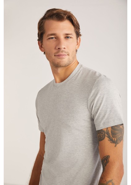 James Bisiklet Yaka Pamuklu 2'li Erkek Tshirt modelleri