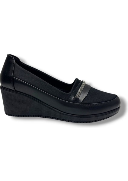 1431-26 Anatomik Cilt Deri Dolgu Topuklu Taşlı Kadın Ayakkabı fiyatları