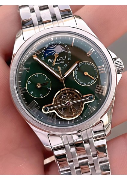 Otomatik Mehtap ve Güneş Kadranlı Bileklik Hediyeli 3 Atm Erkek Kol Saat FF.G3606.2 fırsatları