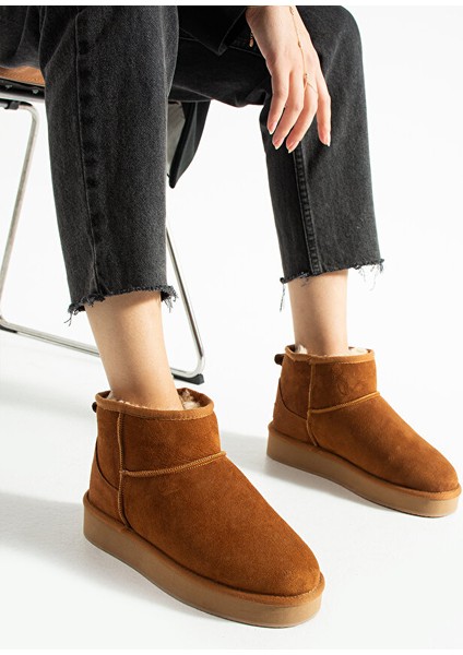 Taba Süet Içi Kürklü Kışlık Kadın Bot – Süet Kısa Bot, Kadın Kışlık Ayakkabı, Kürklü Kadın Bot