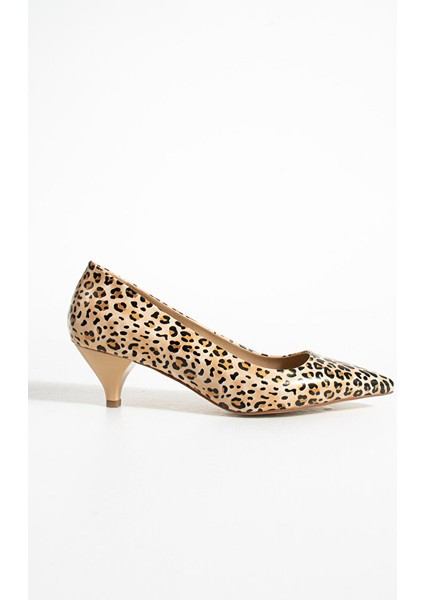 Parlak Rugan Bej Leopar Desen 5cm Topuk Sivri Burun Kadın Stiletto Günlük Rahat Kalıp Ayakkabı indirimleri