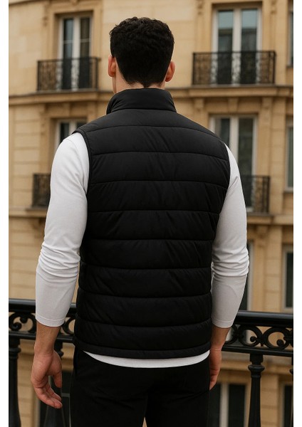Erkek Kışlık Cepli Trend Fermuarlı Siyah Şişme Yelek indirimleri