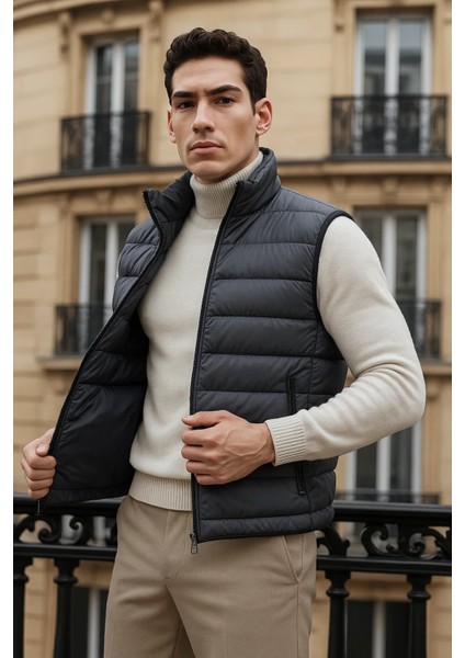 Erkek Kışlık Cepli Trend Fermuarlı Füme Şişme Yelek fırsatları