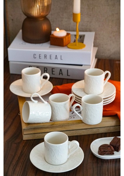 Bahar 12 Parça 6 Kişilik Porselen Kahve Fincan Takımı