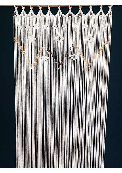 El Yapımı Boncuklu Pamuk Makrome Perde - Doğal Ahşap Boncuklu Dekor modelleri