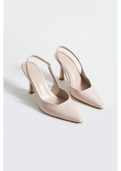 Krem Rugan Altın Topuklu Stiletto – Şık Abiye Kadın Ayakkabı indirimleri