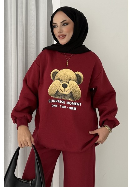 Ayıcık Desen Üç Iplik Ikili Takım 1655 - Bordo fiyatları