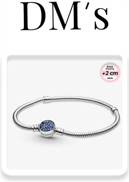 Mavi Disk Gümüş Bileklik