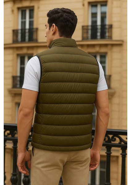 Erkek Kışlık Cepli Trend Fermuarlı Haki Şişme Yelek indirimleri