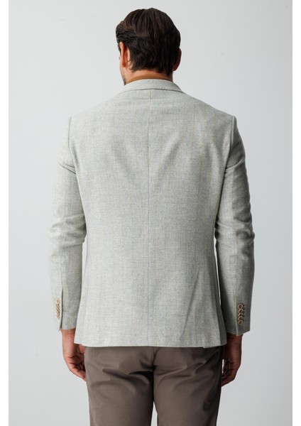 Erkek Gri Slım Fıt / Dar Kalıp Geniş Kırlangıç Ceket