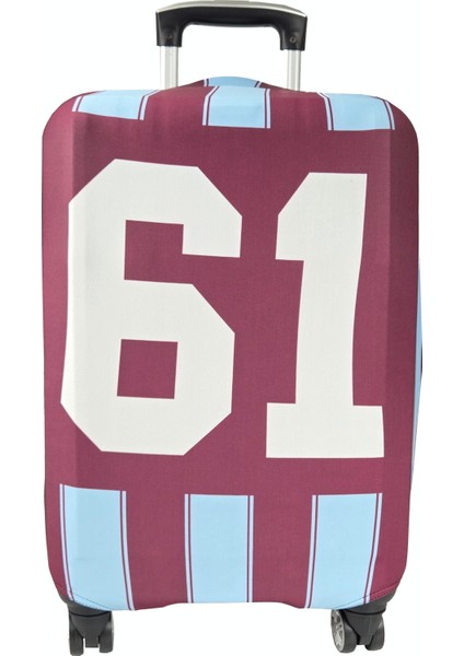 (MY#141 Trabzon) Valiz Için kılıf Bordo-Mavi-Orta Boy
