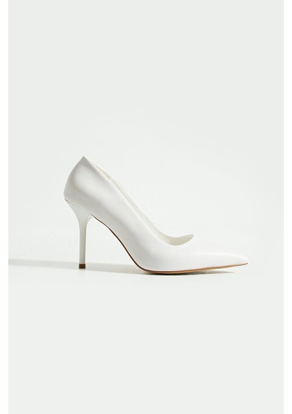 Beyaz Mat Stiletto Ayakkabı - Sivri Burun Şık Rahat Kadın Abiye Topuklu Ayakkabı indirimleri