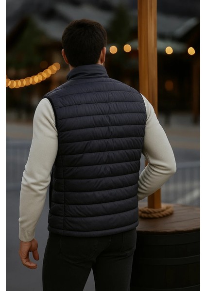 Erkek Astarlı Kışlık Cepli Fermuarlı Füme Şişme Yelek indirimleri