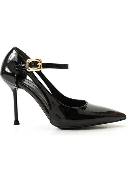 Siyah Rugan Bilekten Tokalı Stiletto – Ince Topuk, Rahat Kalıp, Sivri Burun indirimleri