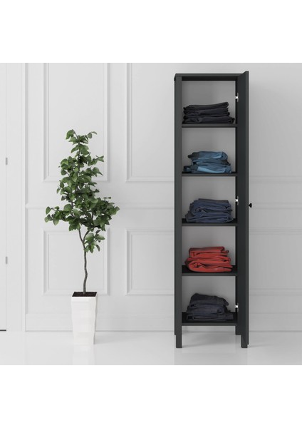 Venezia Tek Kapaklı Ahşap Ayaklı Çok Amaçlı Mutfak, Erzak Dolabı, Banyo Havlu Dolabı - Minifiks - Antrasit modelleri