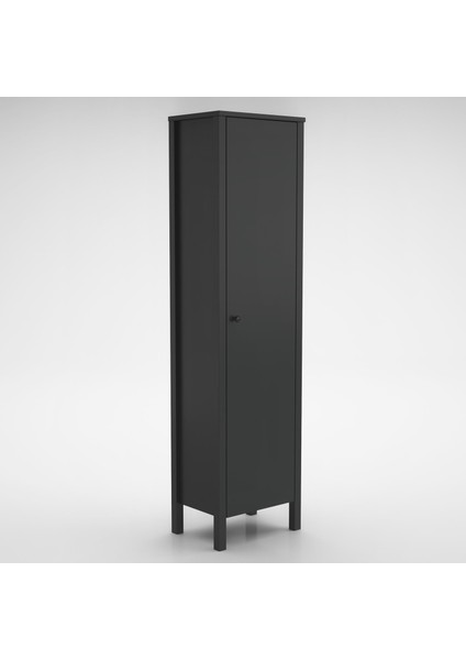 Venezia Tek Kapaklı Ahşap Ayaklı Çok Amaçlı Mutfak, Erzak Dolabı, Banyo Havlu Dolabı - Minifiks - Antrasit indirimleri