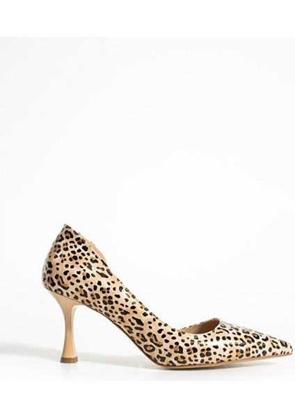 Leopar Desen Parlak Rugan 7cm Topuk Sivri Burun Kadın Stiletto Şık Günlük ve Abiye Ayakkabı indirimleri