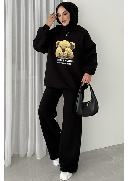 Ayıcık Desen Üç Iplik Ikili Takım 1655 - Siyah indirimleri