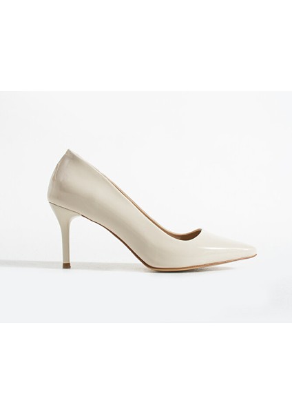 Krem Parlak Vegan Deri Topuklu Ayakkabı |7cm Ince Topuk | Şık Stiletto|trend Kadın Ofis Abiye indirimleri