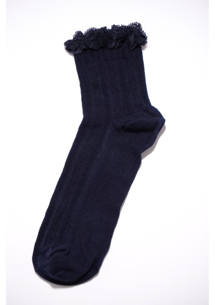 Pamuklu Dantelli Kabartmalı Kadın Çorap modelleri