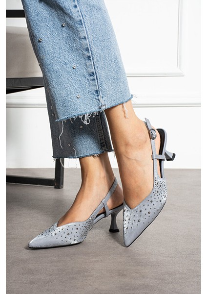 Gri Taş Detaylı Ince Topuklu Slingback Stiletto – Şık ve Zarif Abiye Kadın Ayakkabı fırsatları