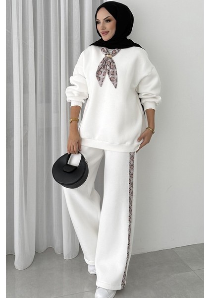 Fularlı Üç Iplik Ikili Takım 1654 - Beyaz