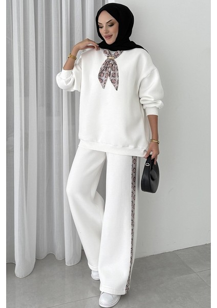 Fularlı Üç Iplik Ikili Takım 1654 - Beyaz modelleri