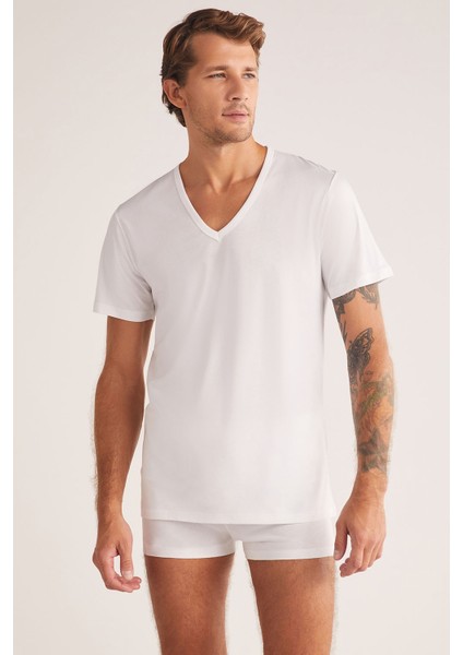 Enrico Erkek V Yaka Kısa Kollu %100 Pamuk 2'li Tshirt Set