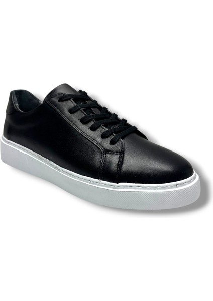 1210-26 Hakiki Deri Eva Anatomik Erkek Ayakkabı Siyah Beyaz