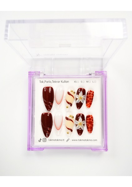 15'li Bordo Badem UBD1504 Tekrar Kullanılabilir El Yapımı Protez Takma Tırnak Bordo-L modelleri