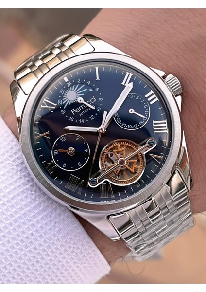 Otomatik Mehtap ve Güneş Kadranlı Bileklik Hediyeli 3 Atm Erkek Kol Saat FF.G3606.1 fiyatları