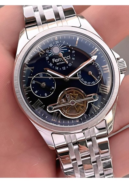 Otomatik Mehtap ve Güneş Kadranlı Bileklik Hediyeli 3 Atm Erkek Kol Saat FF.G3606.1 fırsatları