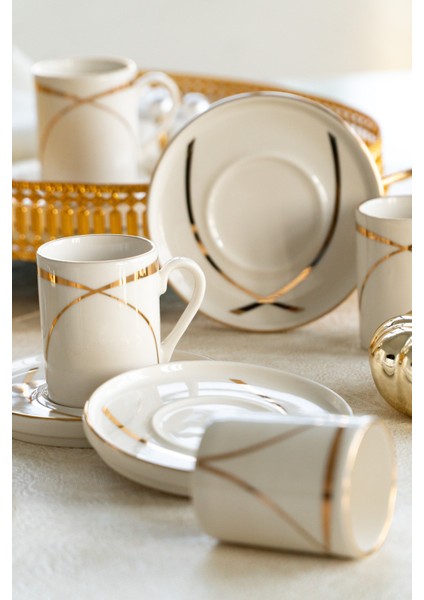 Ribon 12 Parça 6 Kişilik Porselen Kahve Fincan Takımı modelleri