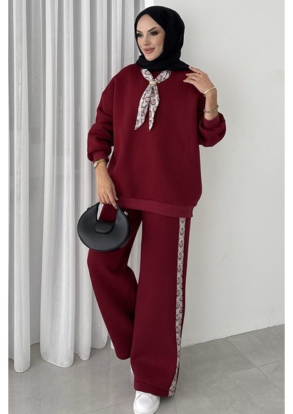 Fularlı Üç Iplik Ikili Takım 1654 - Bordo