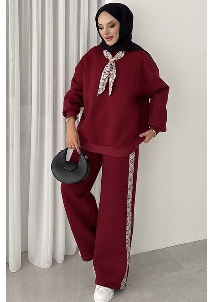 Fularlı Üç Iplik Ikili Takım 1654 - Bordo modelleri