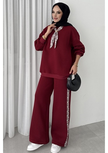 Fularlı Üç Iplik Ikili Takım 1654 - Bordo indirimleri