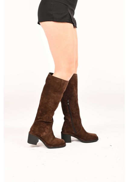 Bağcıksız Fermuarlı Termo Taban Hakiki Deri Topuklu Çizme 336-1235 Kadın Çizme