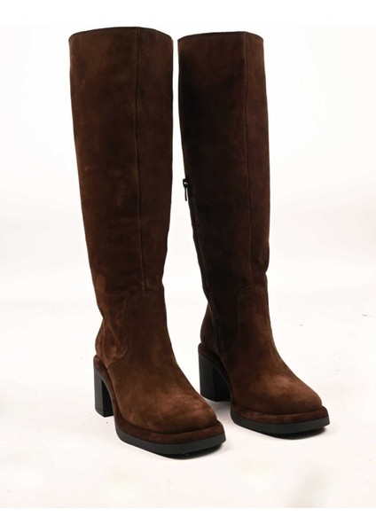 Bağcıksız Fermuarlı Termo Taban Hakiki Deri Topuklu Çizme 336-1235 Kadın Çizme